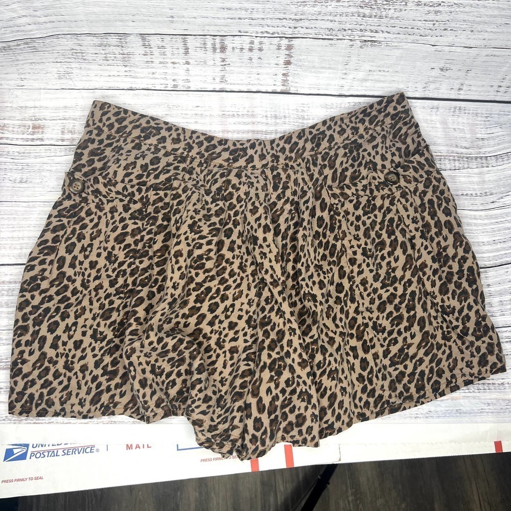 Free People Leopard Pull On Shorts With Pockets Xs